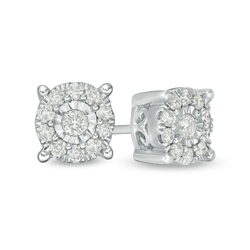 1/4 CT. T.W. Diamond Frame Stud Earrings in 10K White Gold