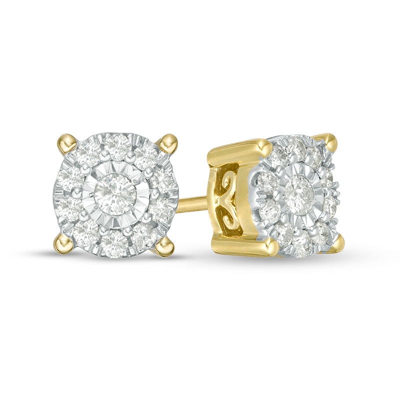Main Image 1 of 1/4 CT. T.W. Diamond Frame Stud Earrings in 10K Gold