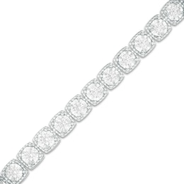 2 CT. T.W. Diamond Vintage-Style Tennis Bracelet in 10K White Gold - 7.5&quot;