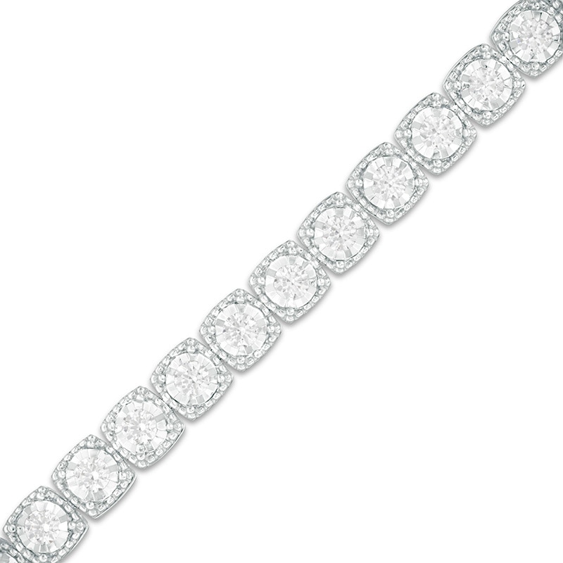 2 CT. T.W. Diamond Vintage-Style Tennis Bracelet in 10K White Gold - 7.5"