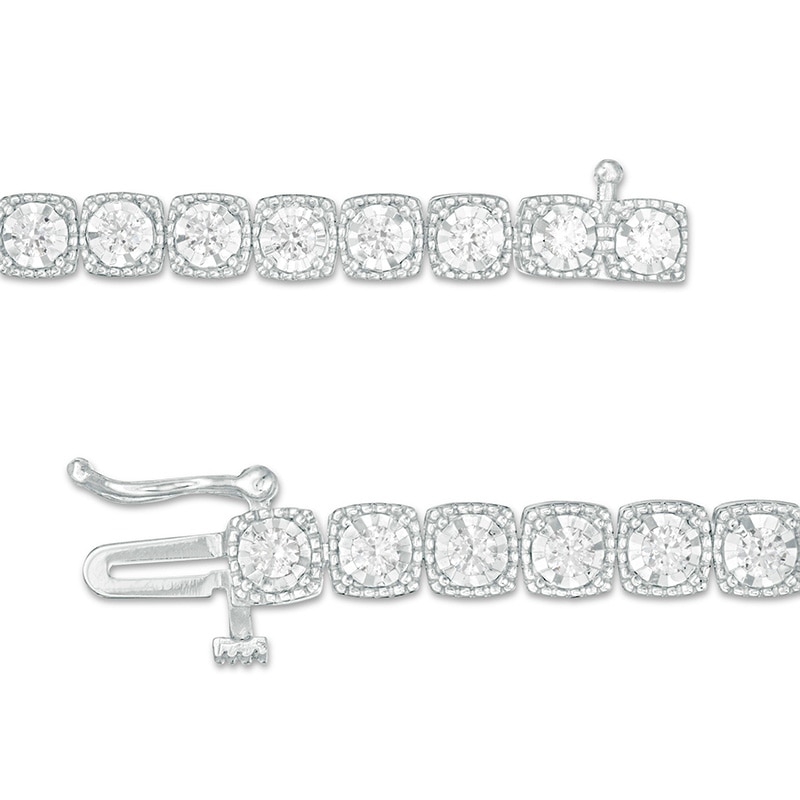 2 CT. T.W. Diamond Vintage-Style Tennis Bracelet in 10K White Gold - 7.5"