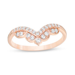 1/4 CT. T.W. Diamond Chevron Anniversary Band in 14K Rose Gold