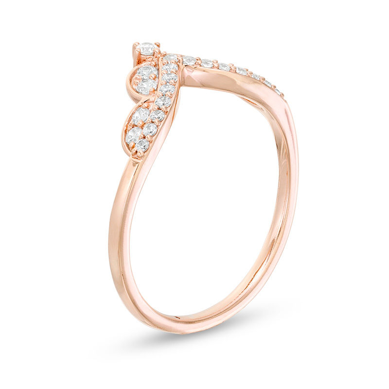 Main Image 2 of 1/4 CT. T.W. Diamond Chevron Anniversary Band in 14K Rose Gold