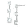 Thumbnail Image 1 of Lab-Created White Sapphire Three Stone Drop Earrings in Sterling Silver