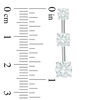 Thumbnail Image 2 of Lab-Created White Sapphire Three Stone Drop Earrings in Sterling Silver