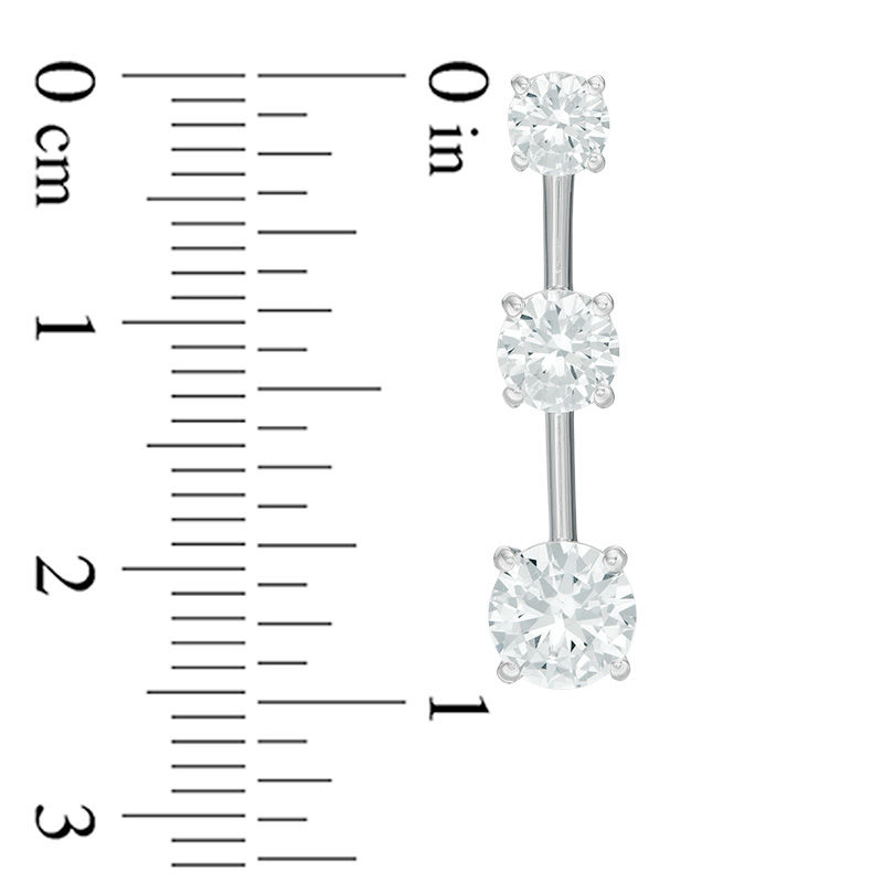 Main Image 2 of Lab-Created White Sapphire Three Stone Drop Earrings in Sterling Silver