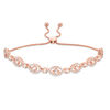 Thumbnail Image 1 of Morganite and Lab-Created White Sapphire Alternating Frame Bolo Bracelet in Sterling Silver with 18K Rose Gold Plate