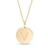 Thumbnail Image 1 of Small Disc Uppercase "V" Pendant in 10K Gold