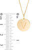 Thumbnail Image 1 of Small Disc Uppercase "V" Pendant in 10K Gold