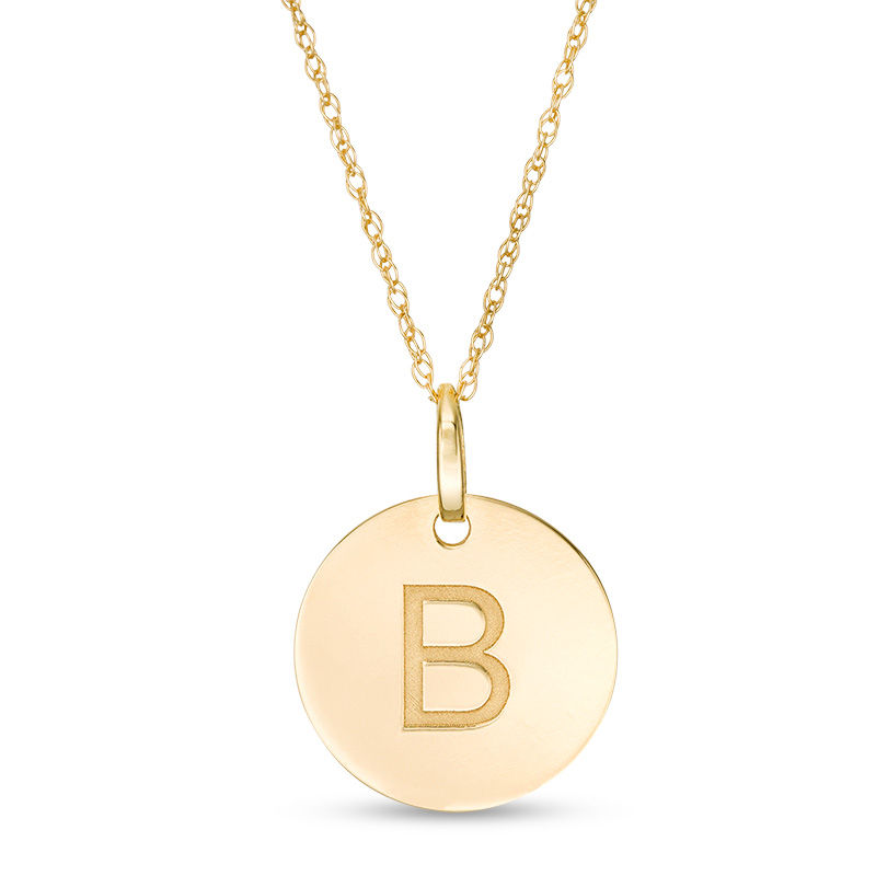 Main Image 1 of Small Disc Uppercase "B" Pendant in 10K Gold