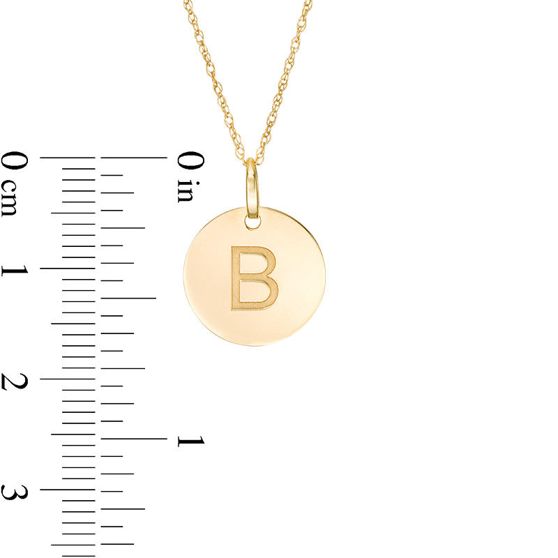 Main Image 2 of Small Disc Uppercase "B" Pendant in 10K Gold