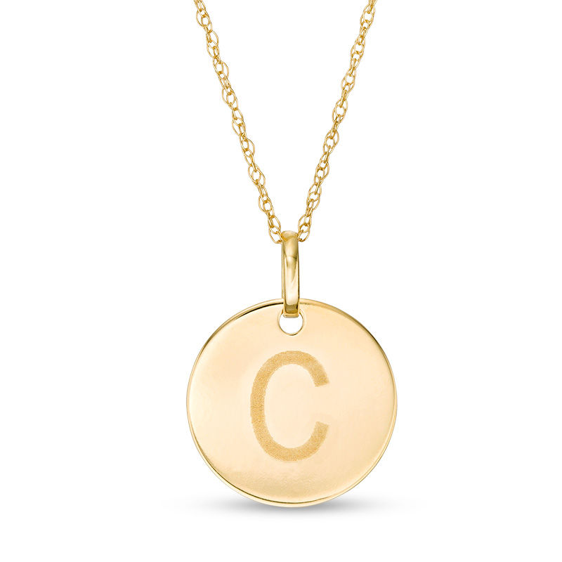 Main Image 1 of Small Disc Uppercase "C" Pendant in 10K Gold