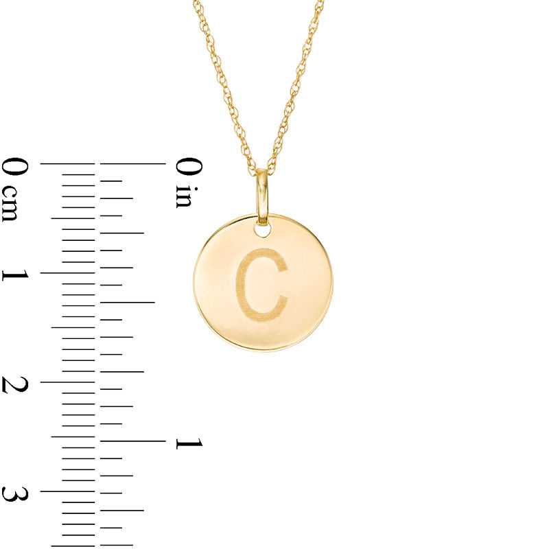 Main Image 2 of Small Disc Uppercase "C" Pendant in 10K Gold