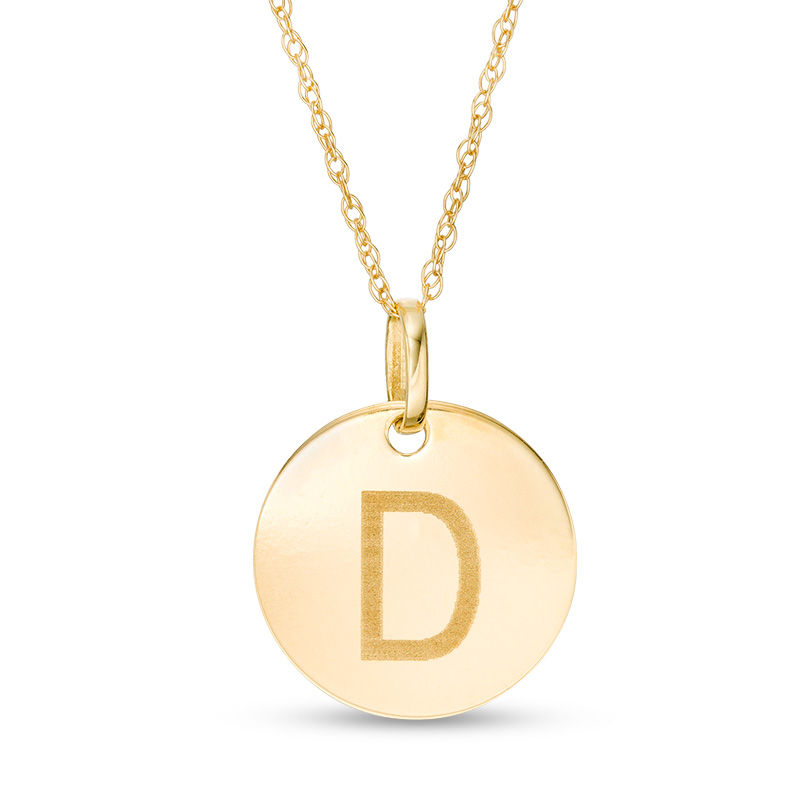 Small Disc Uppercase "D" Pendant in 10K Gold