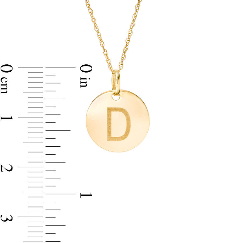 Small Disc Uppercase "D" Pendant in 10K Gold