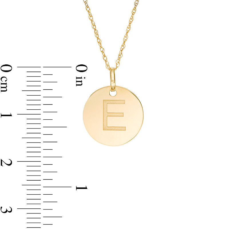 Small Disc Uppercase "E" Pendant in 10K Gold