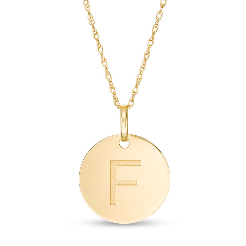Main Image 1 of Small Disc Uppercase "F" Pendant in 10K Gold