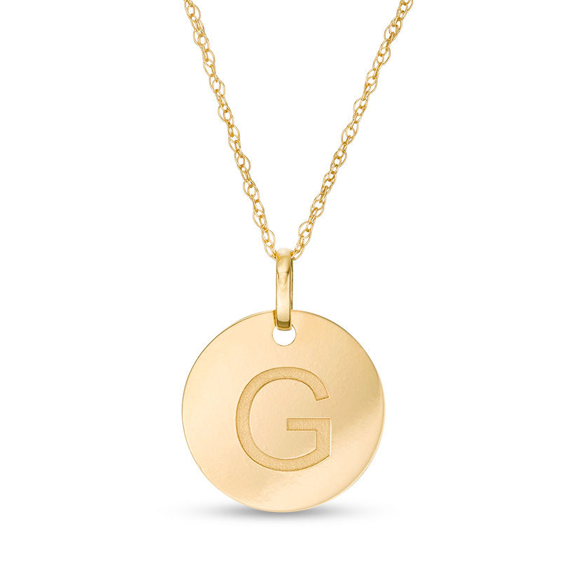 Main Image 1 of Small Disc Uppercase "G" Pendant in 10K Gold