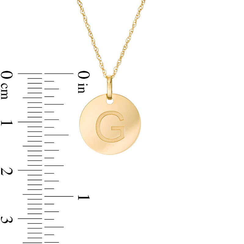 Main Image 2 of Small Disc Uppercase "G" Pendant in 10K Gold