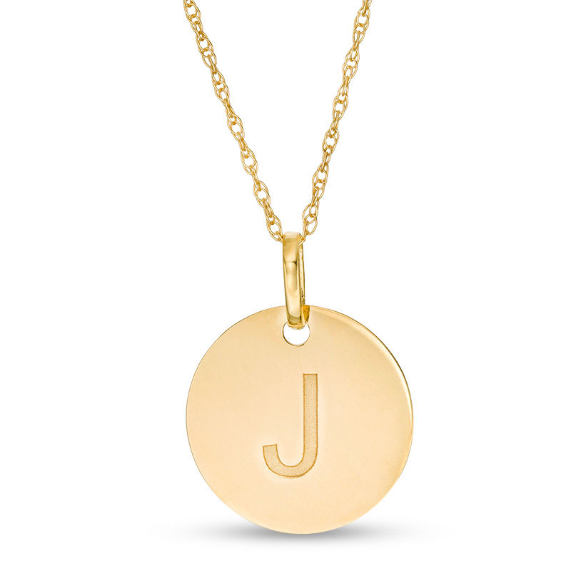 Small Disc Uppercase "J" Pendant in 10K Gold