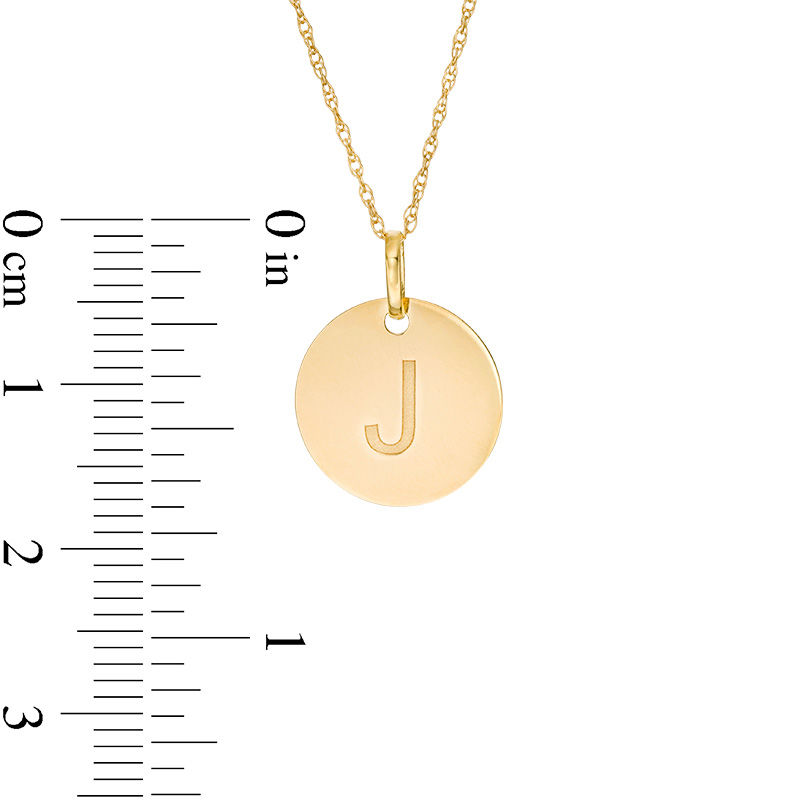 Main Image 2 of Small Disc Uppercase "J" Pendant in 10K Gold