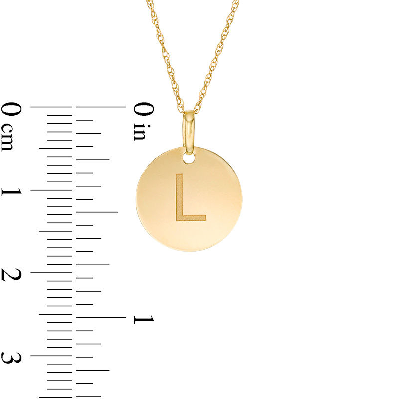 Small Disc Uppercase "L" Pendant in 10K Gold