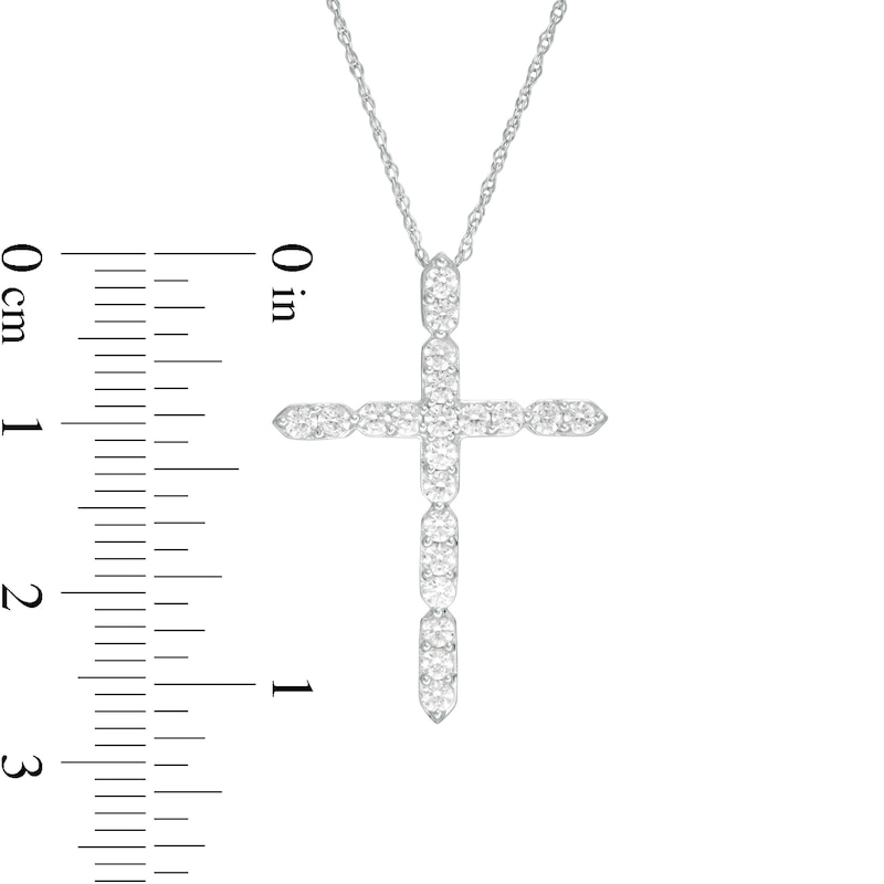 1/2 CT. T.W. Diamond Cross Pendant in 10K White Gold
