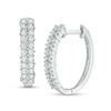 1/2 CT. T.W. Diamond Double Row Hoop Earrings in 10K White Gold
