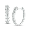 Thumbnail Image 1 of 1/2 CT. T.W. Diamond Double Row Hoop Earrings in 10K White Gold