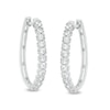 Thumbnail Image 1 of 1 CT. T.W. Diamond Channel Hoop Earrings in 10K White Gold