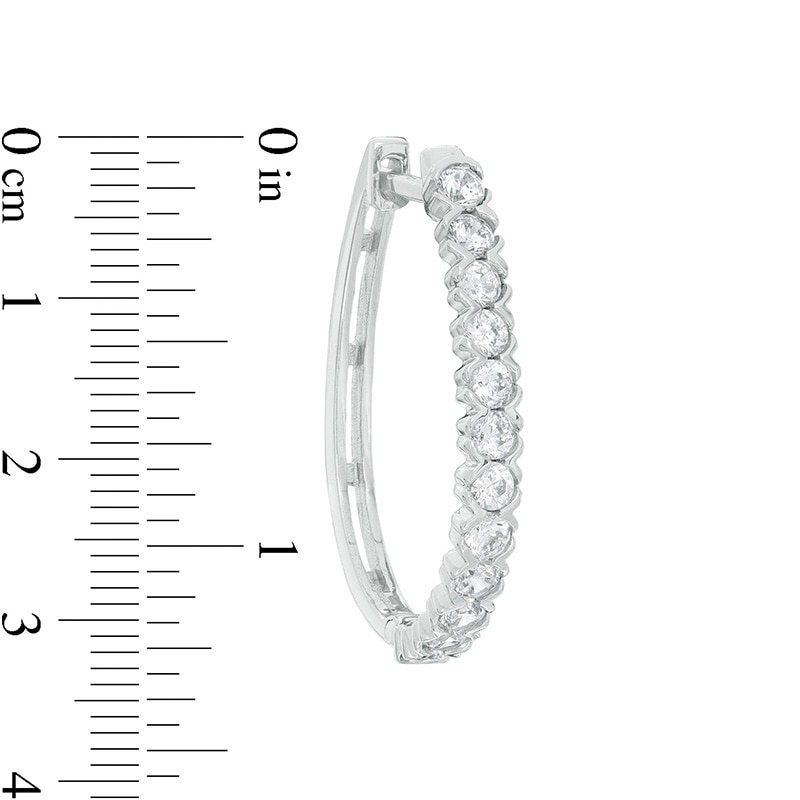 1 CT. T.W. Diamond Channel Hoop Earrings in 10K White Gold