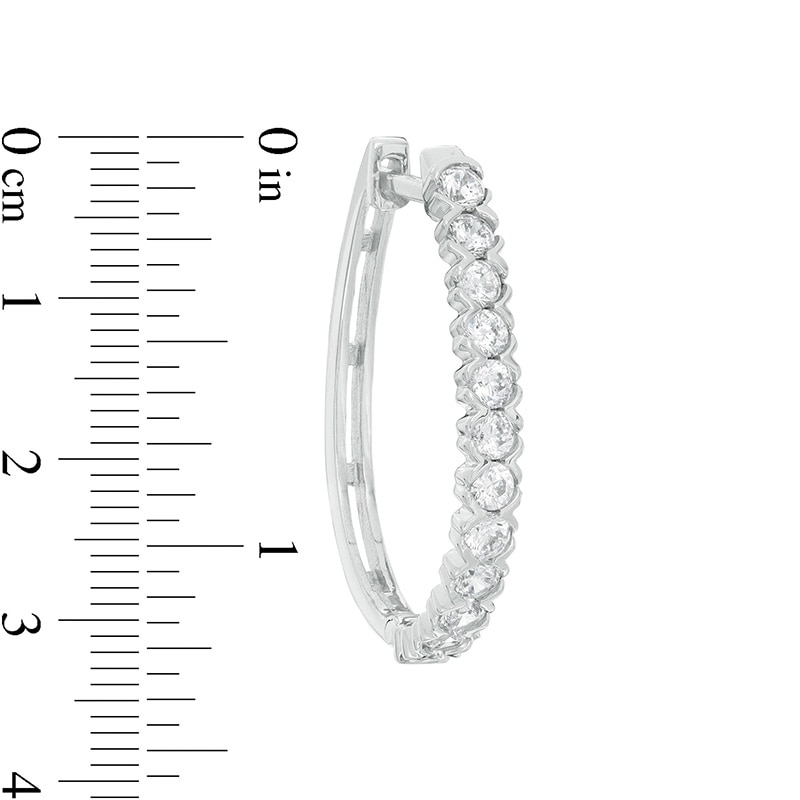 Main Image 2 of 1 CT. T.W. Diamond Channel Hoop Earrings in 10K White Gold