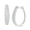 Thumbnail Image 0 of 1 CT. T.W. Diamond Three Row Oval Hoop Earrings in 10K White Gold