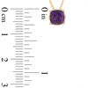 Thumbnail Image 1 of 6.0mm Cushion-Cut Amethyst and Diamond Accent Filigree Vintage-Style Pendant in 10K Gold