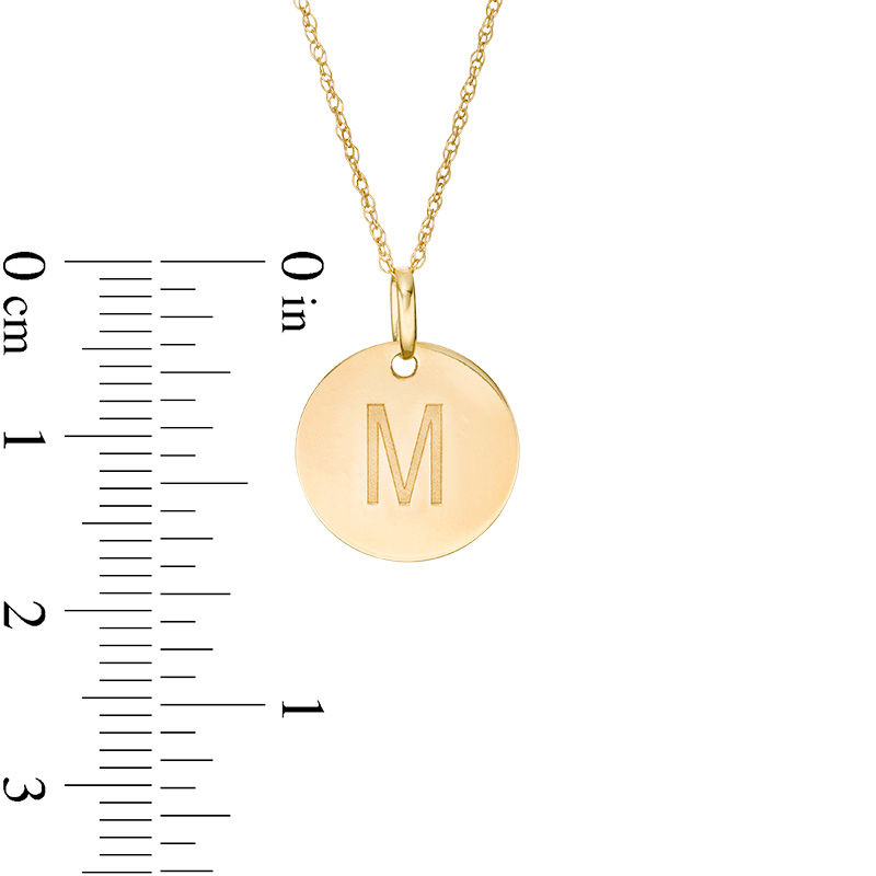 Main Image 2 of Small Disc Uppercase "M" Pendant in 10K Gold