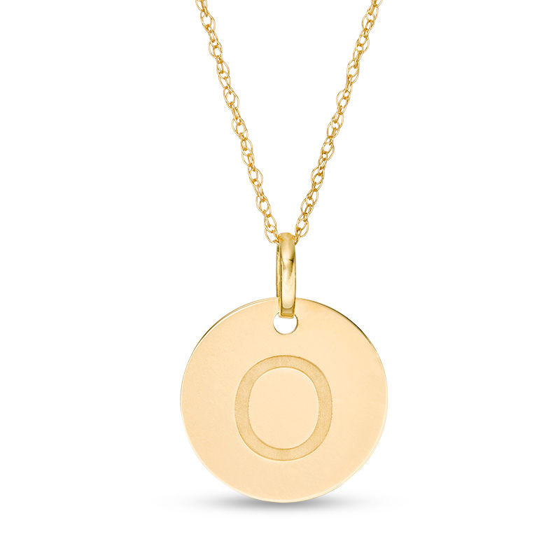 Small Disc Uppercase "O" Pendant in 10K Gold