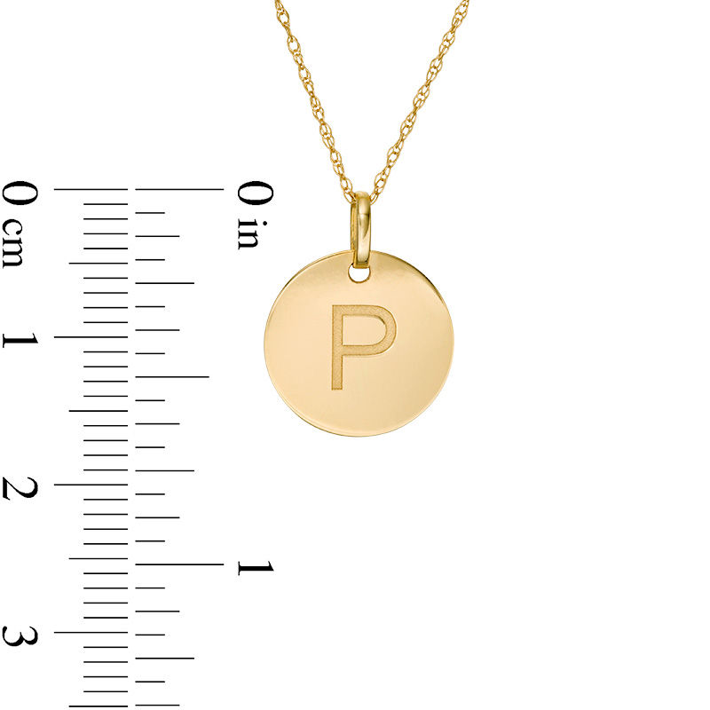 Small Disc Uppercase "P" Pendant in 10K Gold