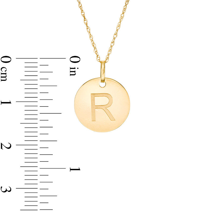 Main Image 2 of Small Disc Uppercase &quot;R&quot; Pendant in 10K Gold