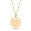 Thumbnail Image 1 of Small Disc Uppercase "S" Pendant in 10K Gold