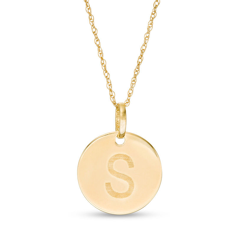 Main Image 1 of Small Disc Uppercase "S" Pendant in 10K Gold