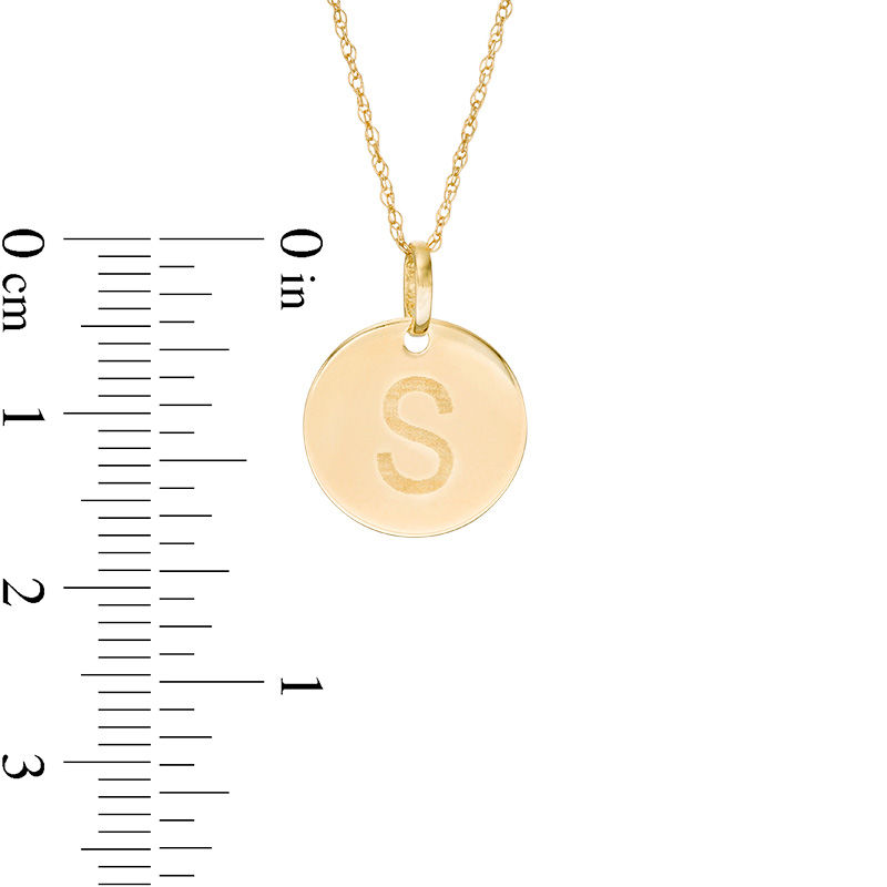Main Image 2 of Small Disc Uppercase "S" Pendant in 10K Gold