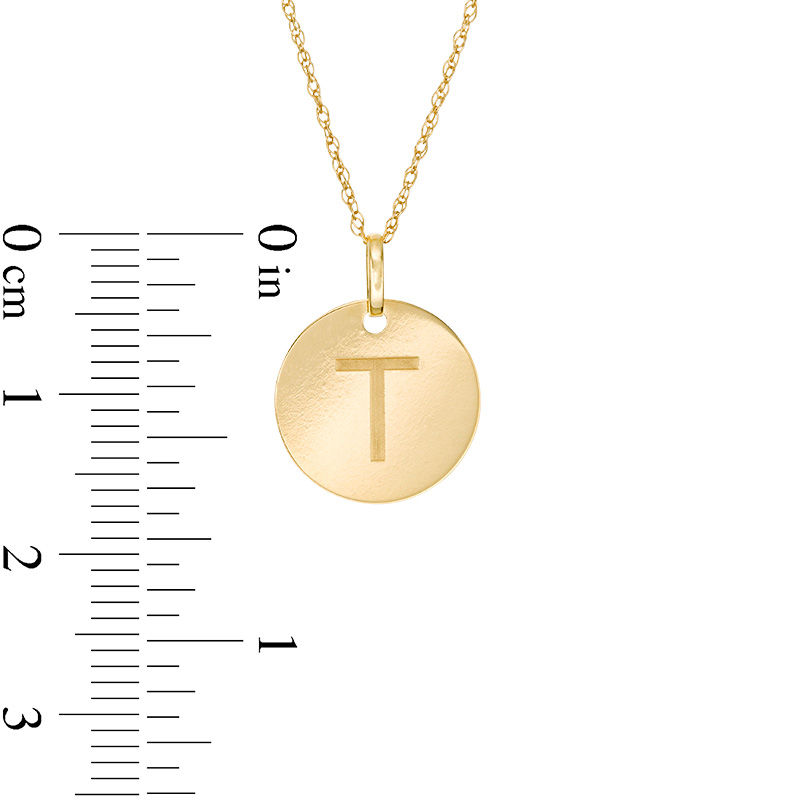 Small Disc Uppercase "T" Pendant in 10K Gold