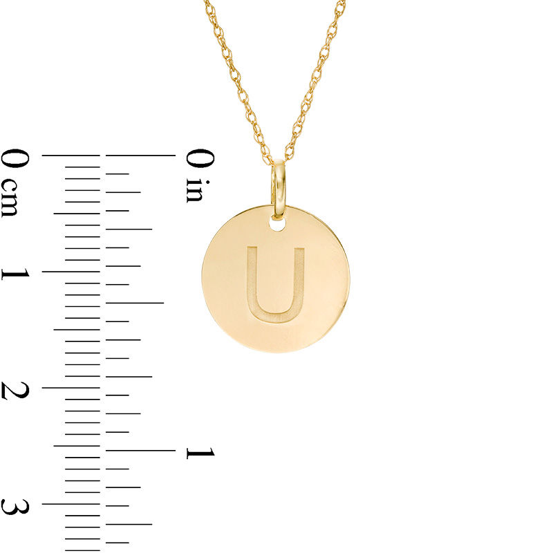 Small Disc Uppercase "U" Pendant in 10K Gold