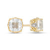 Thumbnail Image 0 of 5.0mm Cushion-Cut White Topaz and Diamond Accent Filigree Vintage-Style Stud Earrings in 10K Gold