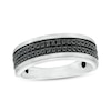 Thumbnail Image 1 of Men's 1/3 CT. T.W. Black Diamond Double Row Wedding Band in 10K White Gold