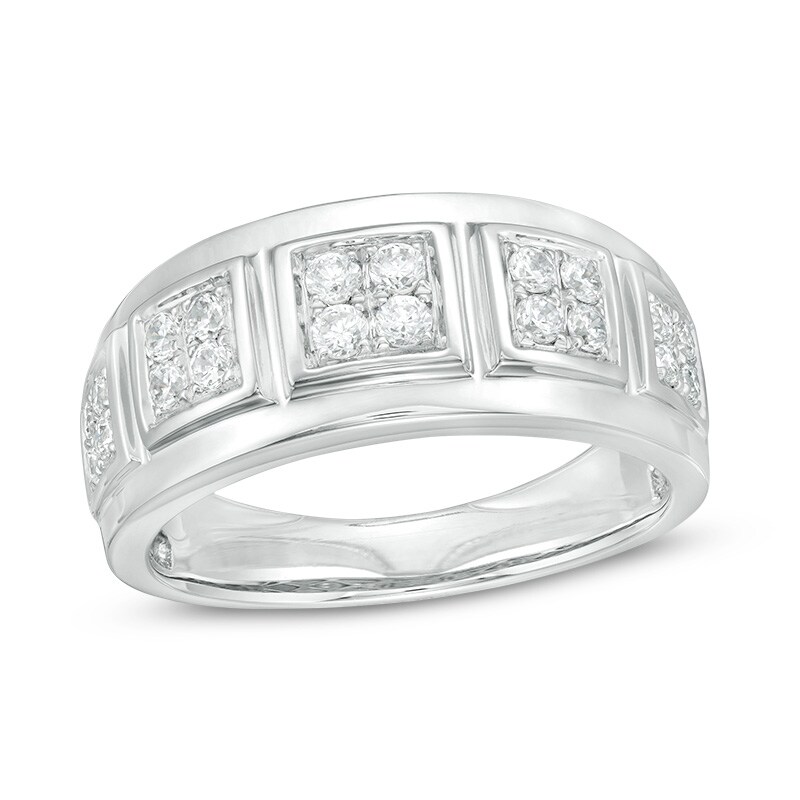 Main Image 1 of 5/8 CT. T.W. Quad Multi-Diamond Five Stone Anniversary Band in 10K White Gold
