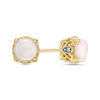 Thumbnail Image 0 of 5.0mm Cushion-Cut Opal and Diamond Accent Filigree Vintage-Style Stud Earrings in 10K Gold