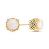 Thumbnail Image 1 of 5.0mm Cushion-Cut Opal and Diamond Accent Filigree Vintage-Style Stud Earrings in 10K Gold
