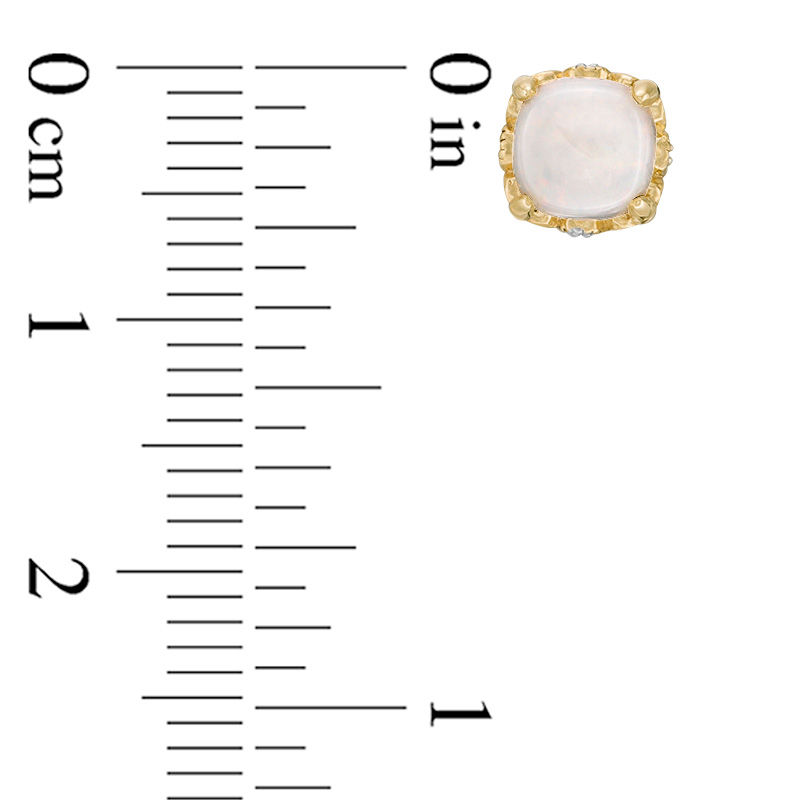 Main Image 2 of 5.0mm Cushion-Cut Opal and Diamond Accent Filigree Vintage-Style Stud Earrings in 10K Gold