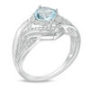 Thumbnail Image 2 of 6.0mm Cushion-Shaped Sky Blue Topaz and Lab-Created White Sapphire Bypass Ring in Sterling Silver